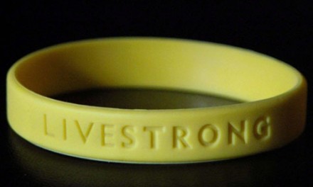 Yellow 'livestrong' wristband of the Lance Armstrong Foundation